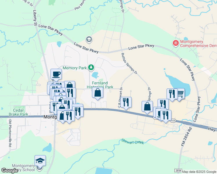 map of restaurants, bars, coffee shops, grocery stores, and more near 735 Clepper Drive in Montgomery