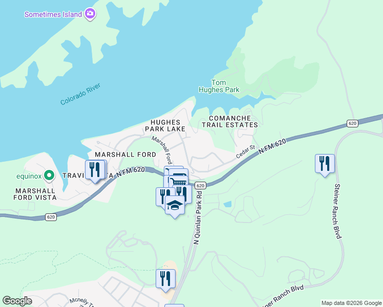 map of restaurants, bars, coffee shops, grocery stores, and more near 12612 Lyndon Drive in Austin