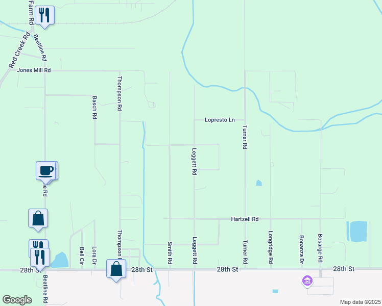 map of restaurants, bars, coffee shops, grocery stores, and more near 7307 Leggett Rd in Long Beach