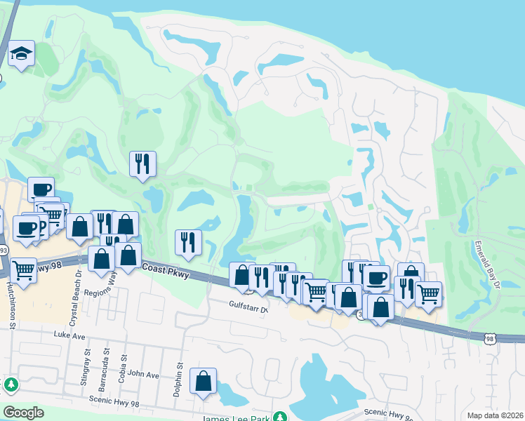 map of restaurants, bars, coffee shops, grocery stores, and more near 4500-4558 Sailmaker Ln in Destin