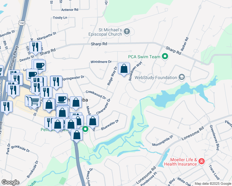 map of restaurants, bars, coffee shops, grocery stores, and more near 28 Kramer Place in Mandeville