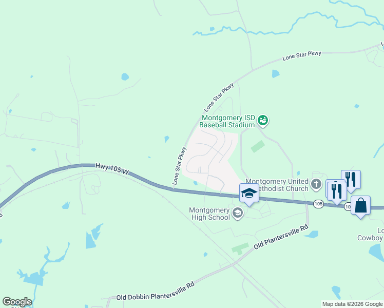 map of restaurants, bars, coffee shops, grocery stores, and more near 187 Brock's Lane in Montgomery