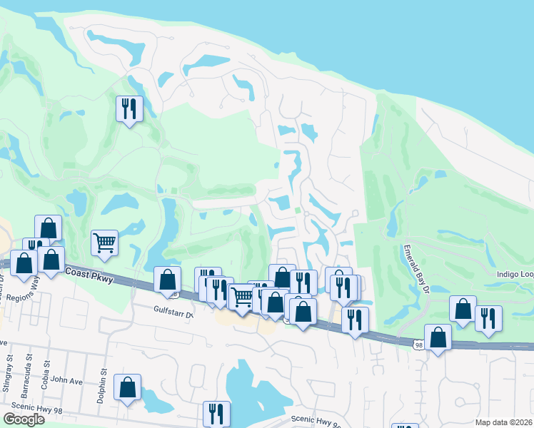 map of restaurants, bars, coffee shops, grocery stores, and more near 290 Ketch Court in Destin