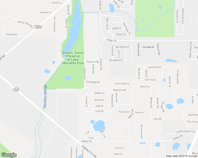map of restaurants, bars, coffee shops, grocery stores, and more near 1625 Partridge Road in Tallahassee