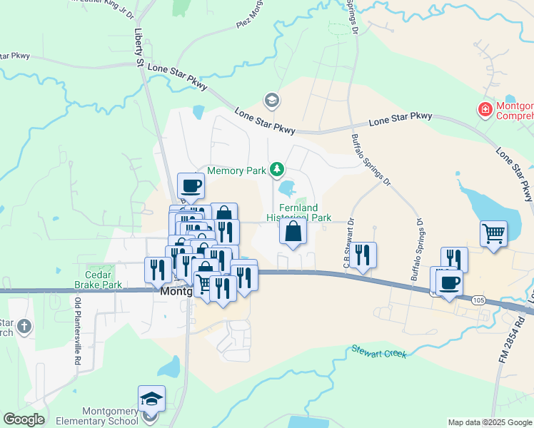 map of restaurants, bars, coffee shops, grocery stores, and more near 209 Bessie Price Owen Drive in Montgomery