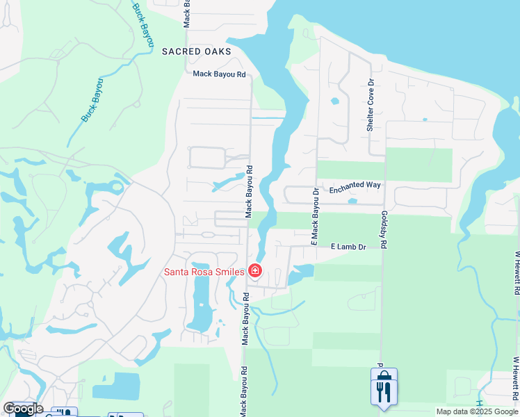 map of restaurants, bars, coffee shops, grocery stores, and more near 1174 Mack Bayou Road in Santa Rosa Beach