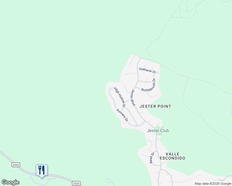 map of restaurants, bars, coffee shops, grocery stores, and more near 8000 High Hollow Drive in Austin