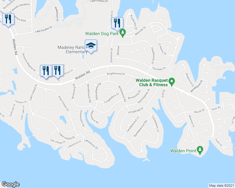 map of restaurants, bars, coffee shops, grocery stores, and more near 12312 Longfellow Drive in Montgomery