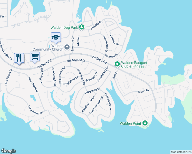 map of restaurants, bars, coffee shops, grocery stores, and more near 12119 Browning Drive in Montgomery