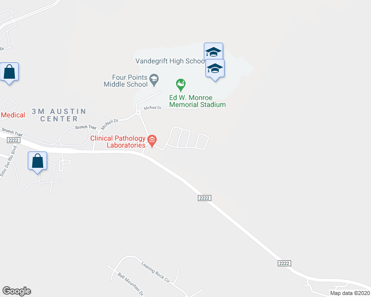 map of restaurants, bars, coffee shops, grocery stores, and more near 9716 Ranch Road 2222 in Austin