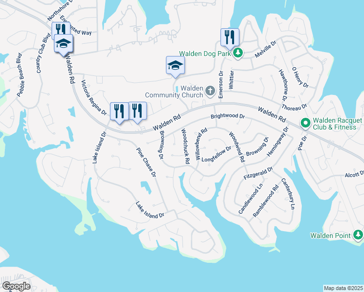 map of restaurants, bars, coffee shops, grocery stores, and more near 3235 Woodchuck Road in Montgomery