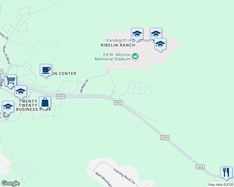 map of restaurants, bars, coffee shops, grocery stores, and more near 7013 Ribelin Ranch Drive in Austin