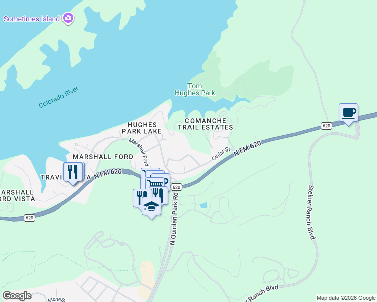 map of restaurants, bars, coffee shops, grocery stores, and more near 12600 Lyndon Drive in Austin
