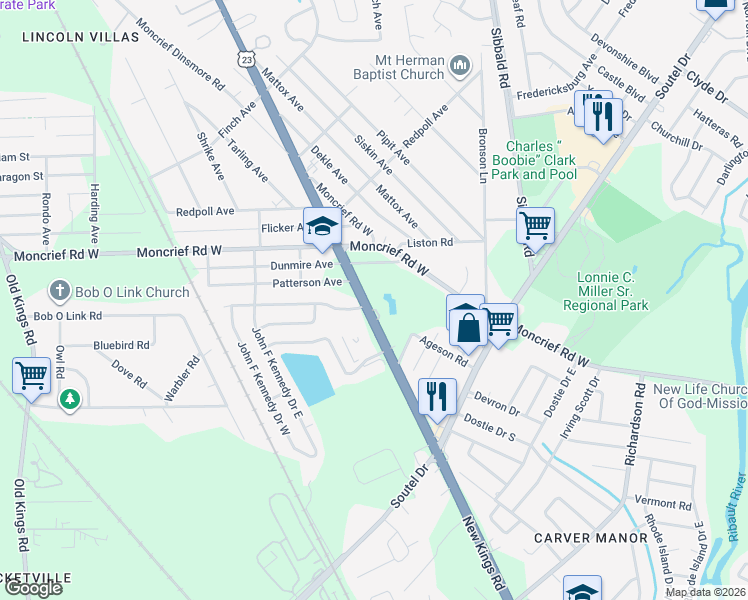 map of restaurants, bars, coffee shops, grocery stores, and more near in Jacksonville