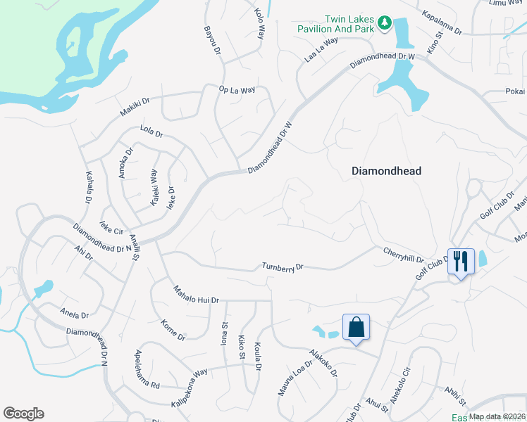 map of restaurants, bars, coffee shops, grocery stores, and more near 7514 Augusta Way in Diamondhead