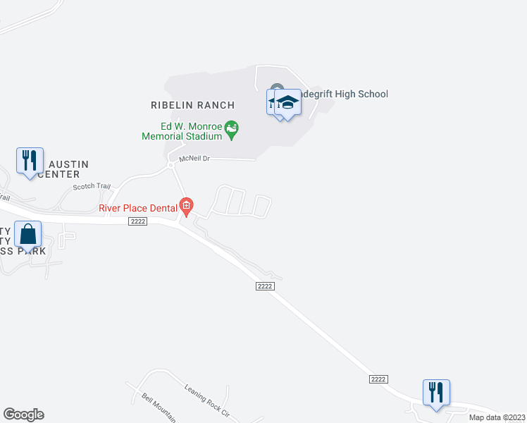 map of restaurants, bars, coffee shops, grocery stores, and more near 9524 Solana Vista Loop in Austin