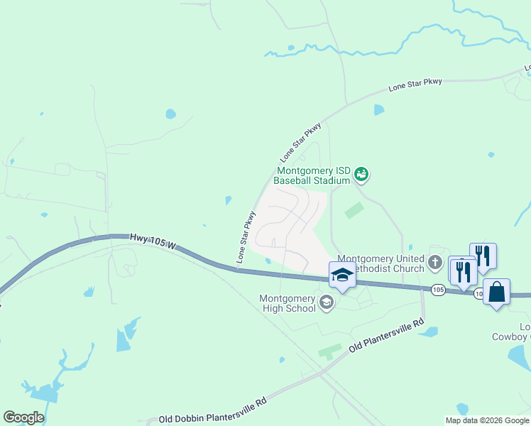 map of restaurants, bars, coffee shops, grocery stores, and more near 187 Brock's Lane in Montgomery