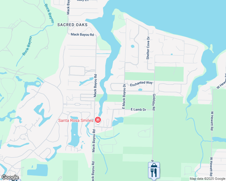 map of restaurants, bars, coffee shops, grocery stores, and more near 30 Bluebell Circle in Santa Rosa Beach