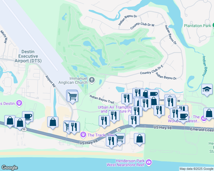 map of restaurants, bars, coffee shops, grocery stores, and more near 4071 Dancing Cloud Court in Destin