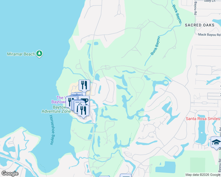 map of restaurants, bars, coffee shops, grocery stores, and more near 1931 Boardwalk Drive in Miramar Beach