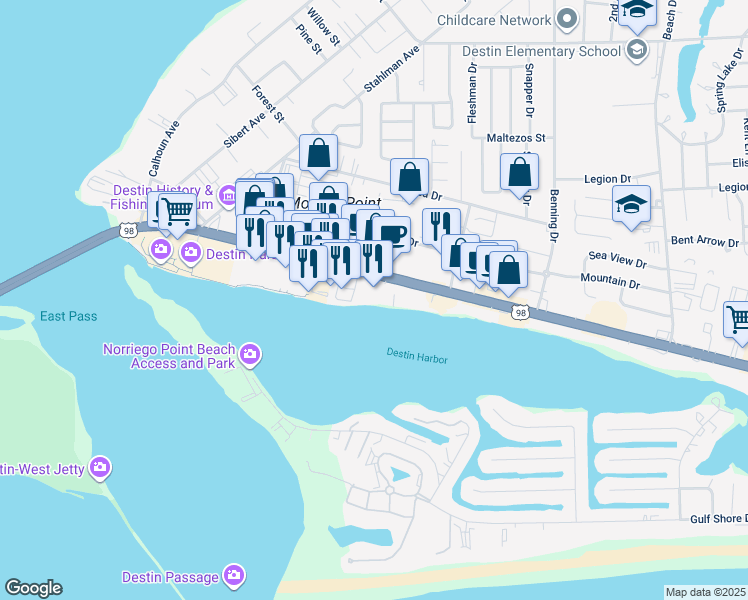 map of restaurants, bars, coffee shops, grocery stores, and more near 320 U.S. 98 in Destin