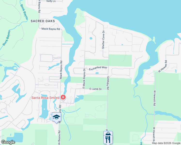 map of restaurants, bars, coffee shops, grocery stores, and more near 46 Enchanted Way in Santa Rosa Beach