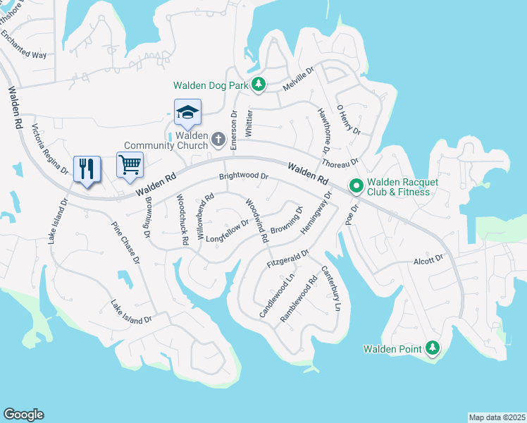 map of restaurants, bars, coffee shops, grocery stores, and more near 12214 Longfellow Drive in Montgomery