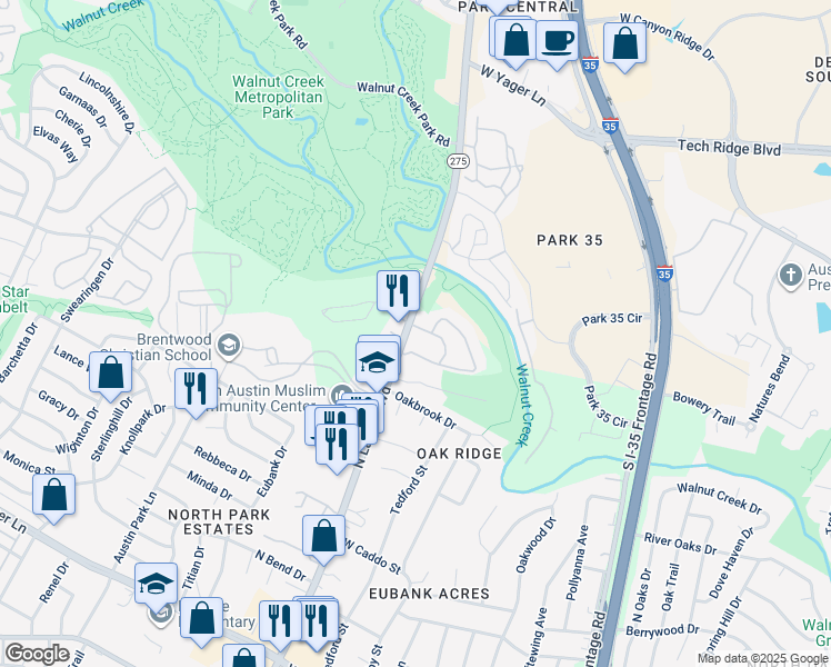 map of restaurants, bars, coffee shops, grocery stores, and more near 12007 North Lamar Boulevard in Austin