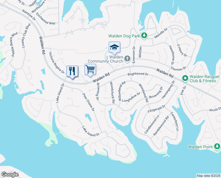 map of restaurants, bars, coffee shops, grocery stores, and more near 3307 Woodchuck Road in Montgomery