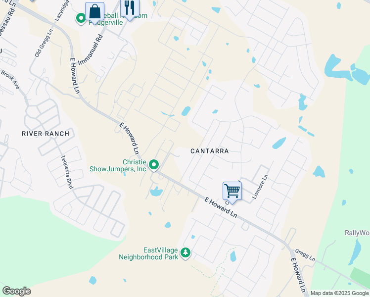 map of restaurants, bars, coffee shops, grocery stores, and more near 13304 Henneman Drive in Pflugerville