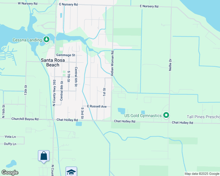 map of restaurants, bars, coffee shops, grocery stores, and more near 285 Indian Woman Road in Santa Rosa Beach