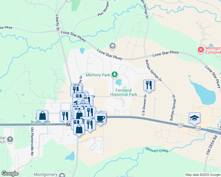 map of restaurants, bars, coffee shops, grocery stores, and more near 209 Bessie Price Owen Drive in Montgomery