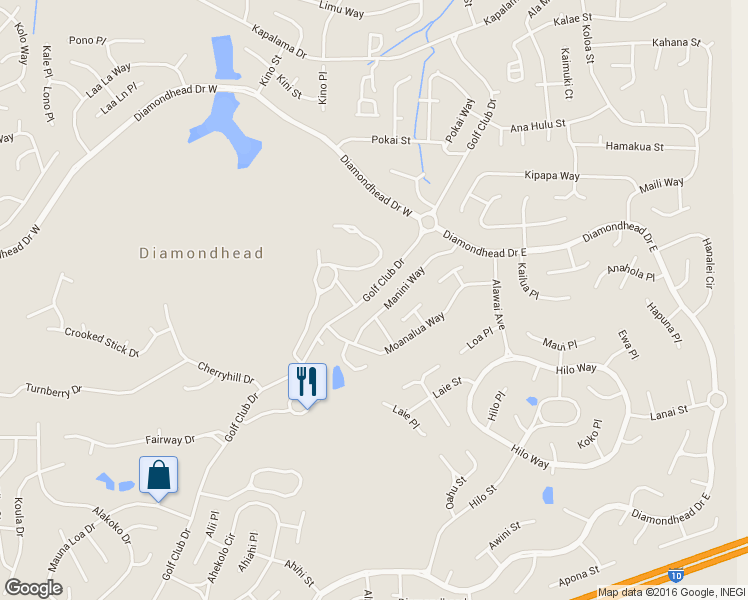 map of restaurants, bars, coffee shops, grocery stores, and more near 87122 Golf Club Drive in Diamondhead
