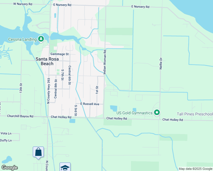 map of restaurants, bars, coffee shops, grocery stores, and more near 285 Indian Woman Road in Santa Rosa Beach