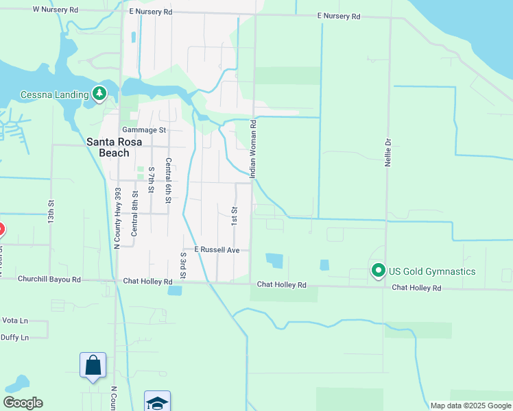 map of restaurants, bars, coffee shops, grocery stores, and more near 290 Indian Woman Road in Santa Rosa Beach