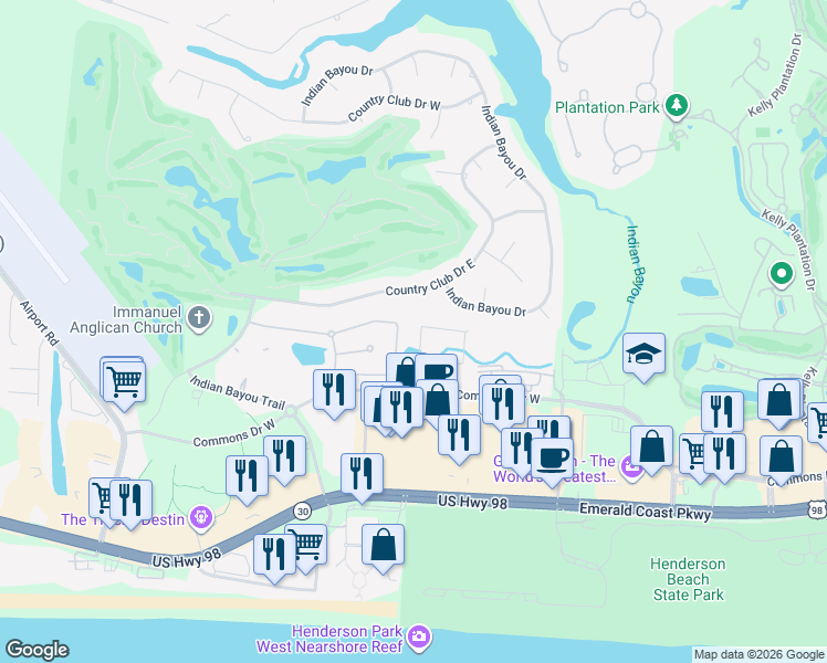 map of restaurants, bars, coffee shops, grocery stores, and more near 236 Diamond Cove in Destin