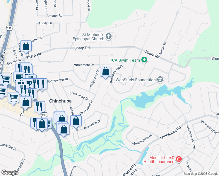 map of restaurants, bars, coffee shops, grocery stores, and more near 103 Kramer Ct in Mandeville