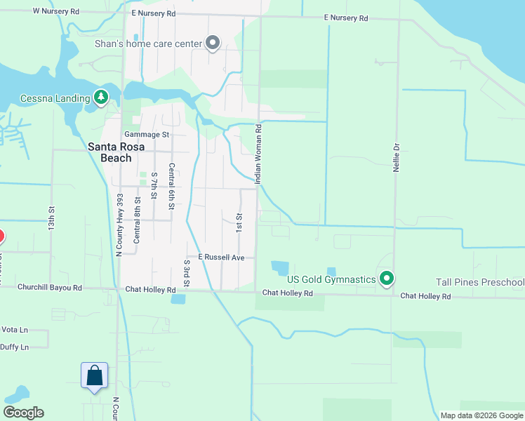 map of restaurants, bars, coffee shops, grocery stores, and more near 285 Indian Woman Road in Santa Rosa Beach