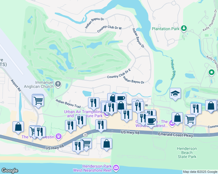 map of restaurants, bars, coffee shops, grocery stores, and more near 4054 Drifting Sand Trail in Destin