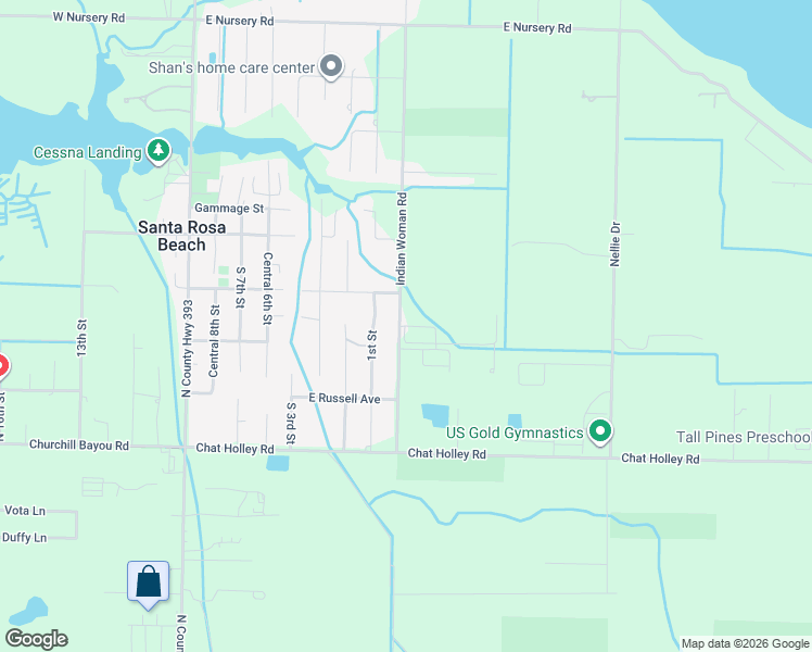 map of restaurants, bars, coffee shops, grocery stores, and more near 285 Indian Woman Road in Santa Rosa Beach