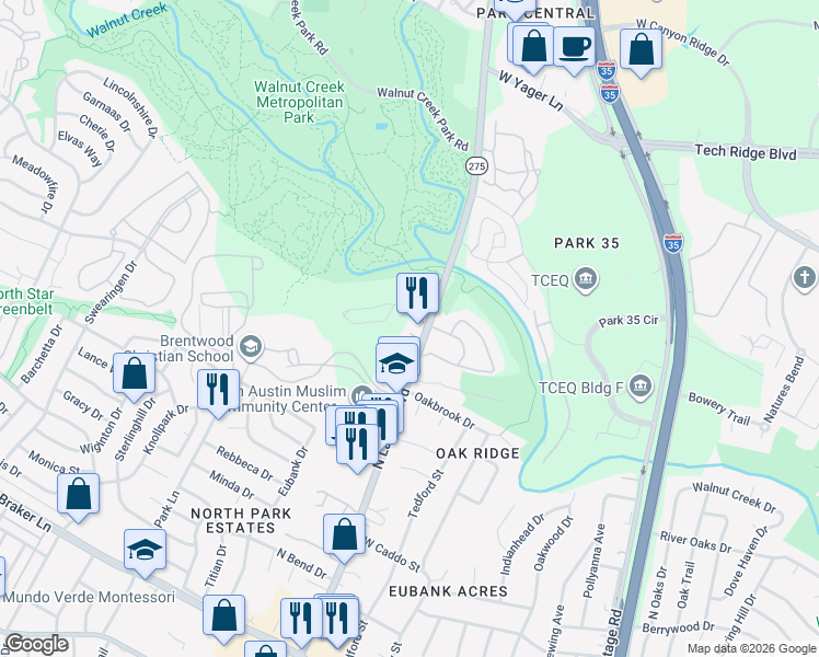 map of restaurants, bars, coffee shops, grocery stores, and more near 12030n North Lamar Boulevard in Austin