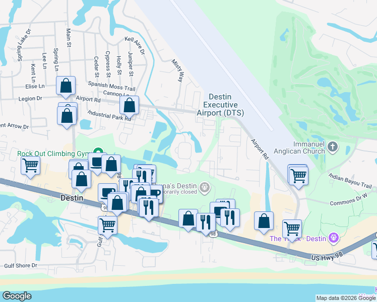 map of restaurants, bars, coffee shops, grocery stores, and more near 217 Twin Lakes Drive in Destin