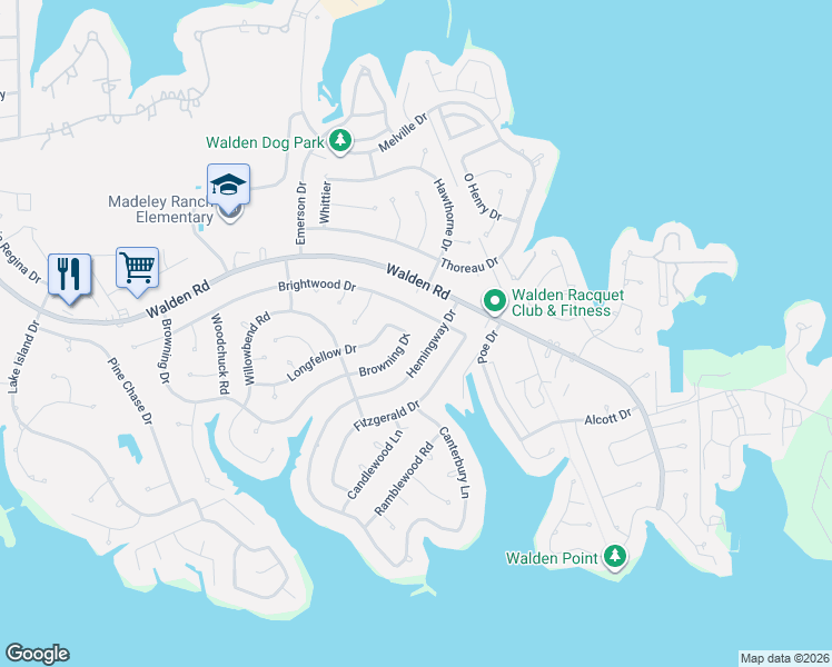 map of restaurants, bars, coffee shops, grocery stores, and more near 3302 Longfellow Circle in Montgomery