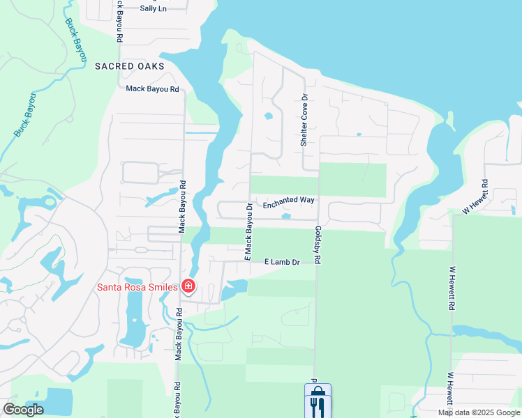 map of restaurants, bars, coffee shops, grocery stores, and more near 46 Enchanted Way in Santa Rosa Beach