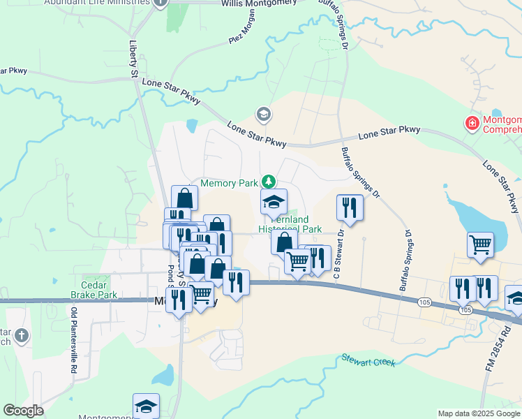 map of restaurants, bars, coffee shops, grocery stores, and more near 209 Bessie Price Owen Drive in Montgomery