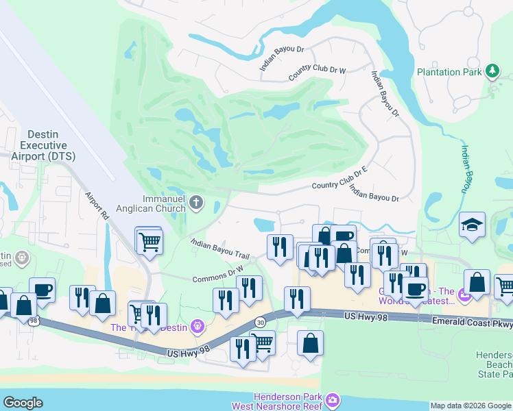 map of restaurants, bars, coffee shops, grocery stores, and more near 4015 Drifting Sand Trail in Destin
