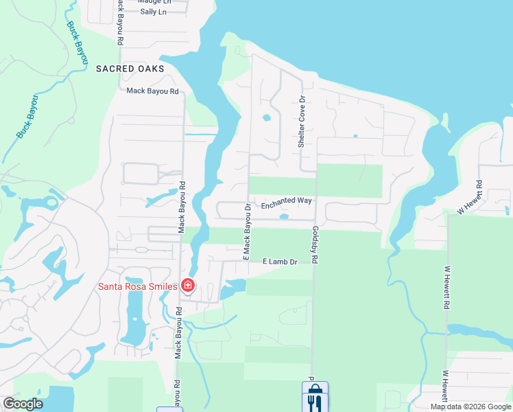 map of restaurants, bars, coffee shops, grocery stores, and more near 46 Enchanted Way in Santa Rosa Beach