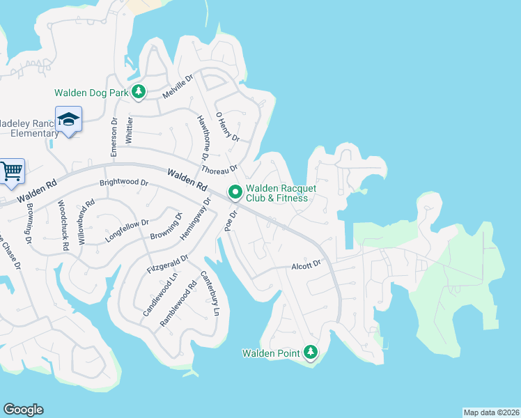 map of restaurants, bars, coffee shops, grocery stores, and more near 11710 Walden Road in Montgomery