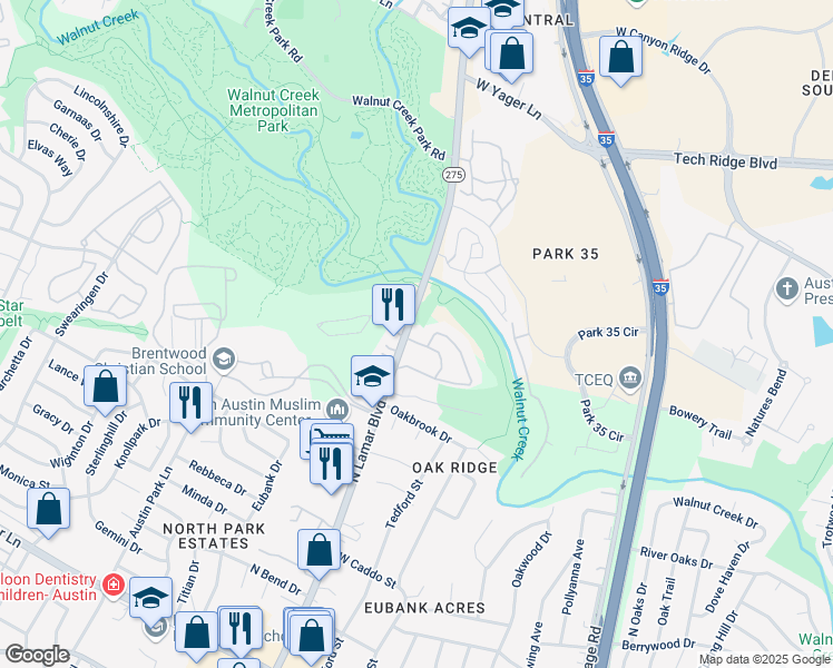 map of restaurants, bars, coffee shops, grocery stores, and more near 12030 Texas 275 Loop in Austin