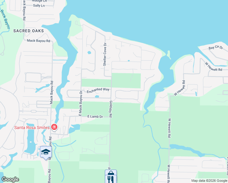 map of restaurants, bars, coffee shops, grocery stores, and more near 120 Botany Boulevard in Santa Rosa Beach